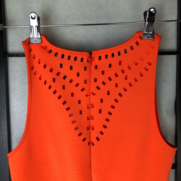 NWT H&M Orange Bodycon Laser Design Dress XS - Picture 4 of 5